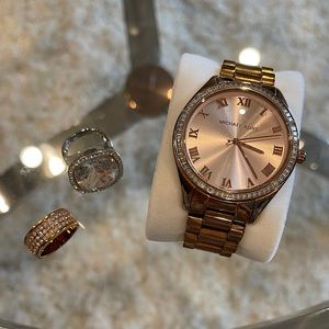 Michael Kors Rose Gold Watch with 2 Rings